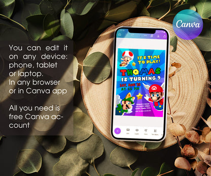 Super Mario Bros customizable invitation template | Share or Print | NQ065