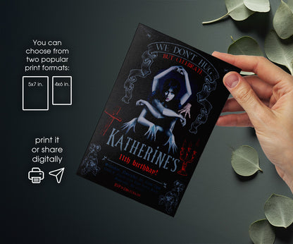 Wednesday Addams customizable invitation template | Share or Print | girl | AB320