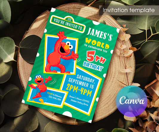 Sesame Street Elmo customizable invitation template | Share or Print | WS563