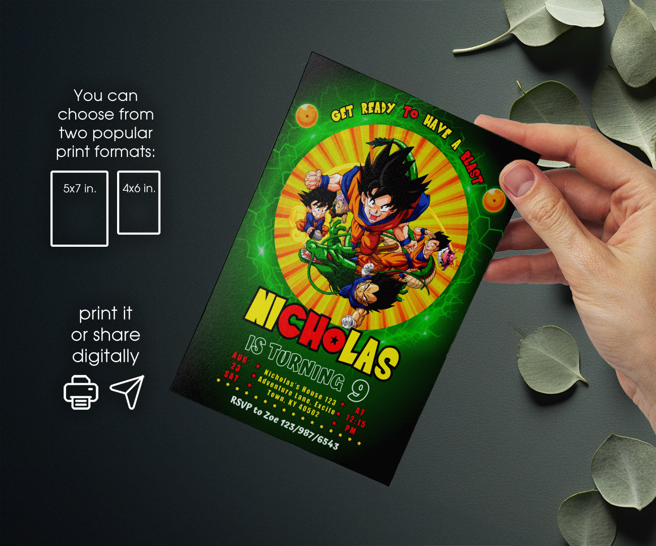 Dragon Ball Z Anime customizable invitation template | Share or Print | boy | QQ201