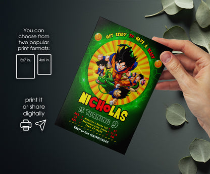 Dragon Ball Z Anime customizable invitation template | Share or Print | boy | QQ201