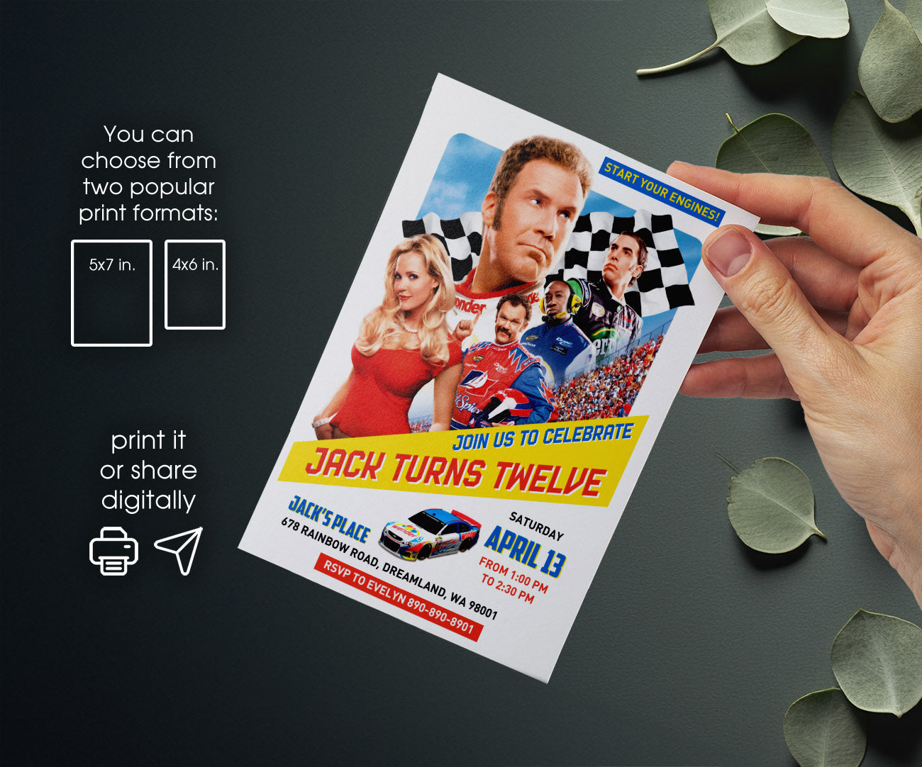 Nascar Ricky Bobby customizable invitation template | Share or Print | boy | IE168