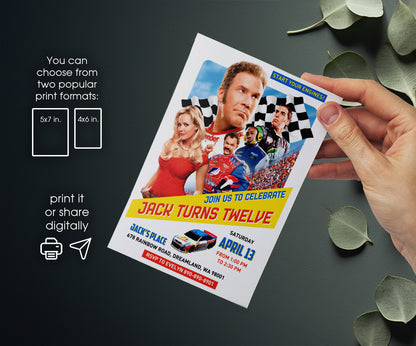 Nascar Ricky Bobby customizable invitation template | Share or Print | boy | IE168