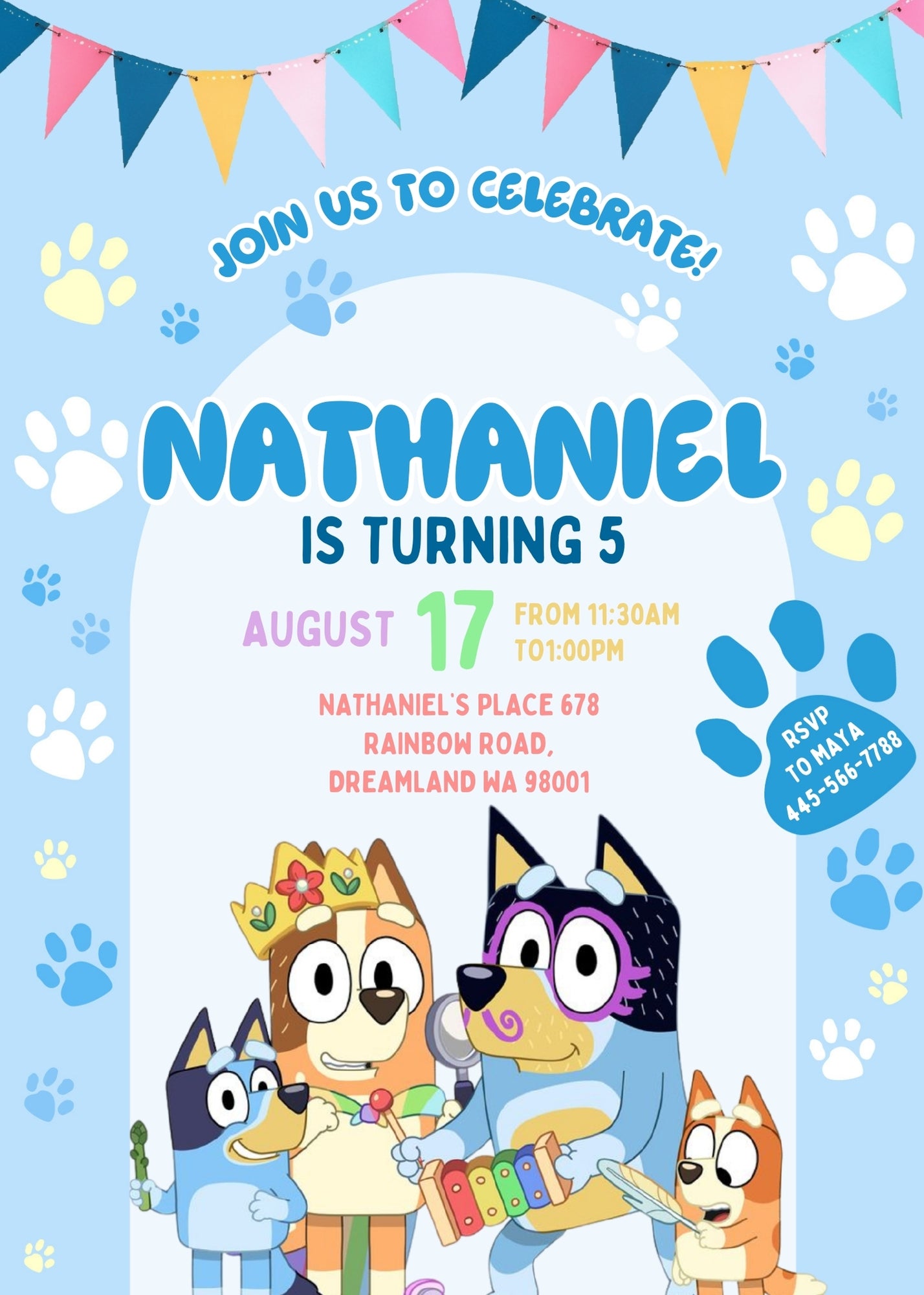 Bluey Bingo customizable invitation template | Share or Print | ZG762