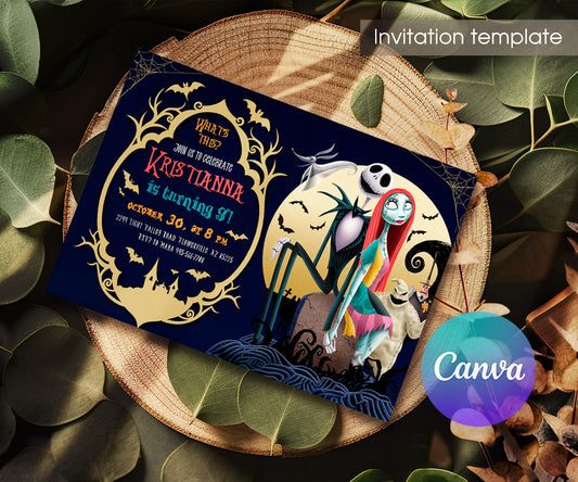 The Nightmare Before Christmas Halloween customizable invitation template | Share or Print | XL067