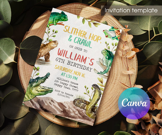 Reptile Lizard Snake customizable invitation template | Share or Print | AM982
