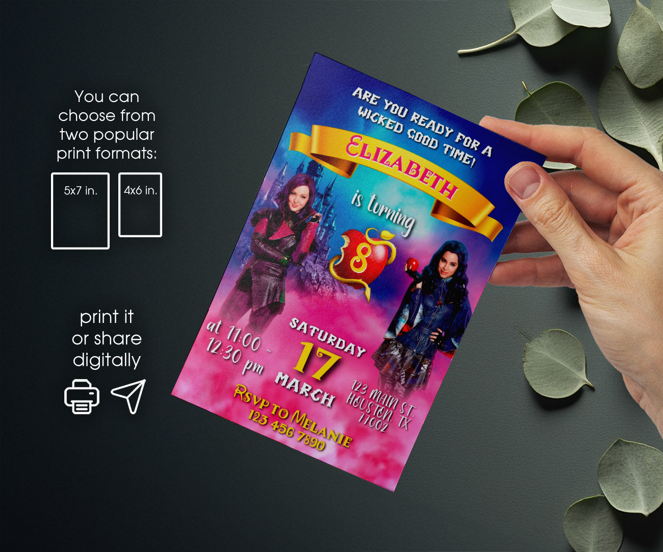 Descendants Disney customizable invitation template | Share or Print | IN972