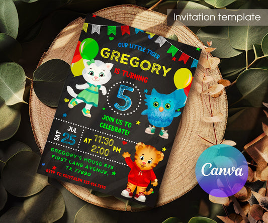 Daniel Tiger's Neighborhood customizable invitation template | Share or Print | RU576