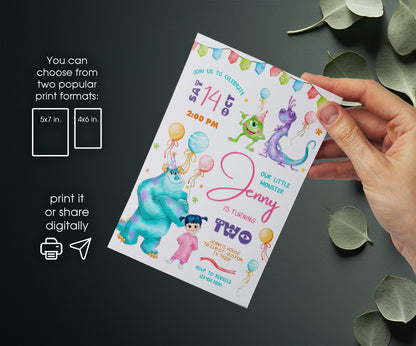 Monsters, Inc. customizable invitation template | Share or Print | NZ001