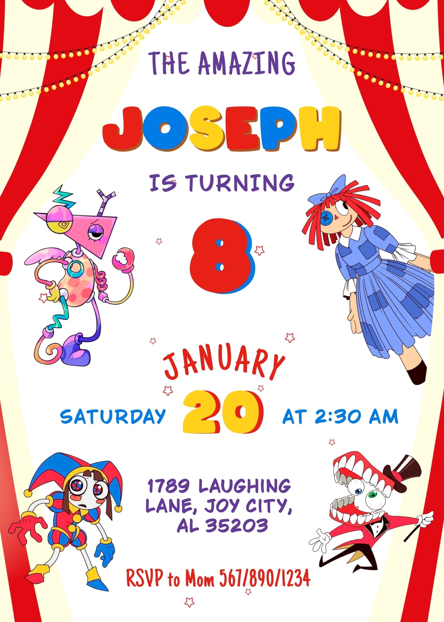 The Amazing Digital Circus customizable invitation template | Share or Print | CZ530