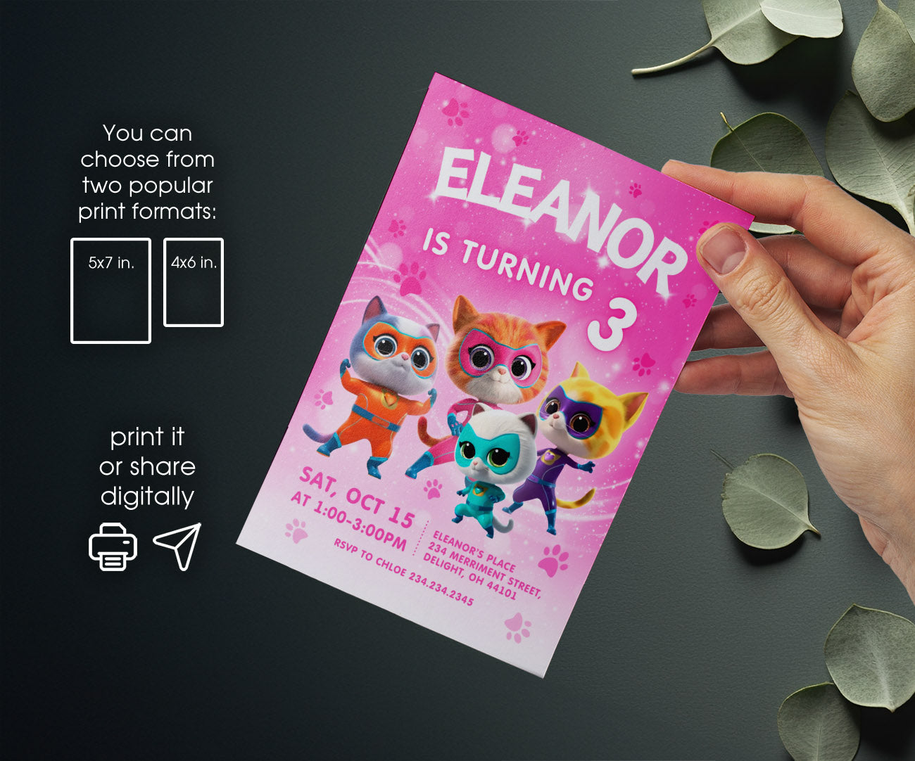 SuperKitties customizable invitation template | Share or Print | QG039