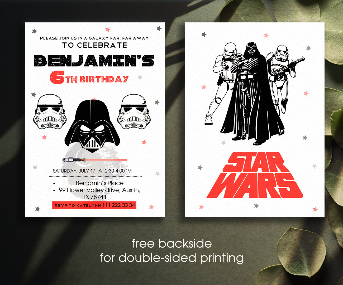 Star Wars Darth Vader customizable invitation template | Share or Print | boy | AX285