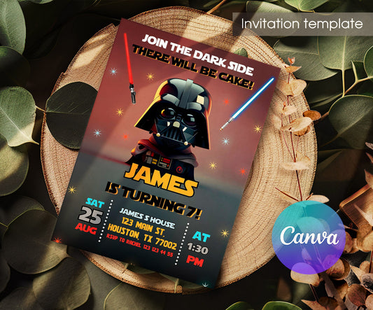 Star Wars Darth Vader customizable invitation template | Share or Print | boy | ID031