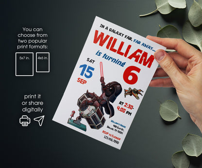 Star Wars Darth Vader customizable invitation template | Share or Print | boy | ZC957