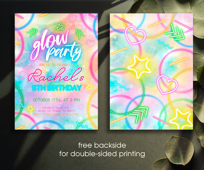 Lets Glow Crazy customizable invitation template | Share or Print | UN015