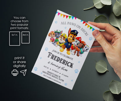PAW Patrol customizable invitation template | Share or Print | ZZ817