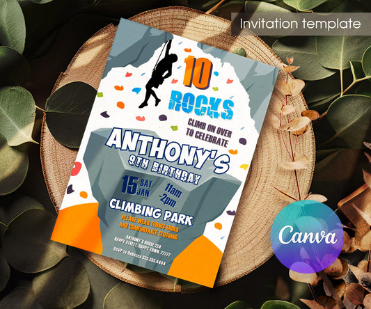 Rock Climbing customizable invitation template | Share or Print | MN607