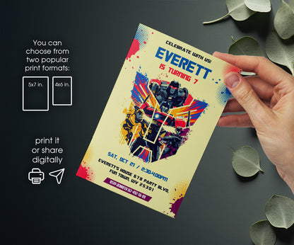 Transformers One Rescue Bots customizable invitation template | Share or Print | boy | ZO033