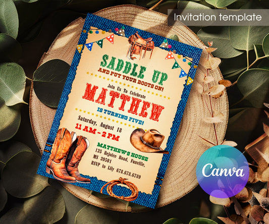Cowboy Rodeo customizable invitation template | Share or Print | boy | KK589