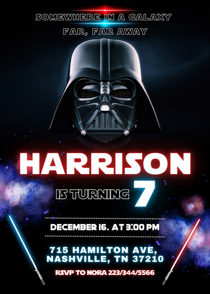Star Wars Darth Vader customizable invitation template | Share or Print | boy | HC087