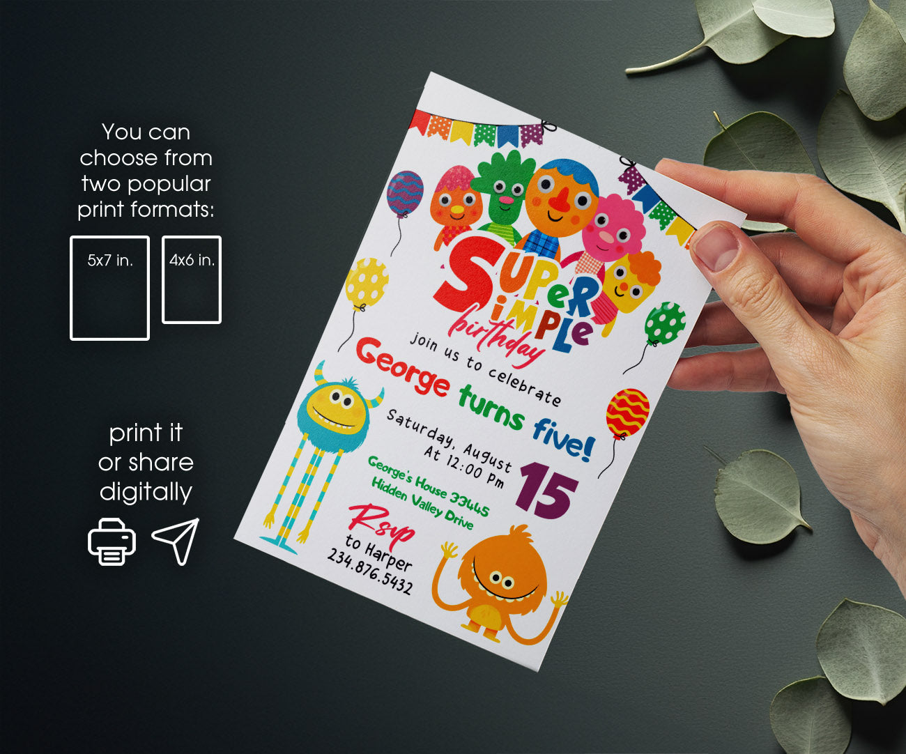 Super Simple Songs customizable invitation template | Share or Print | SV965