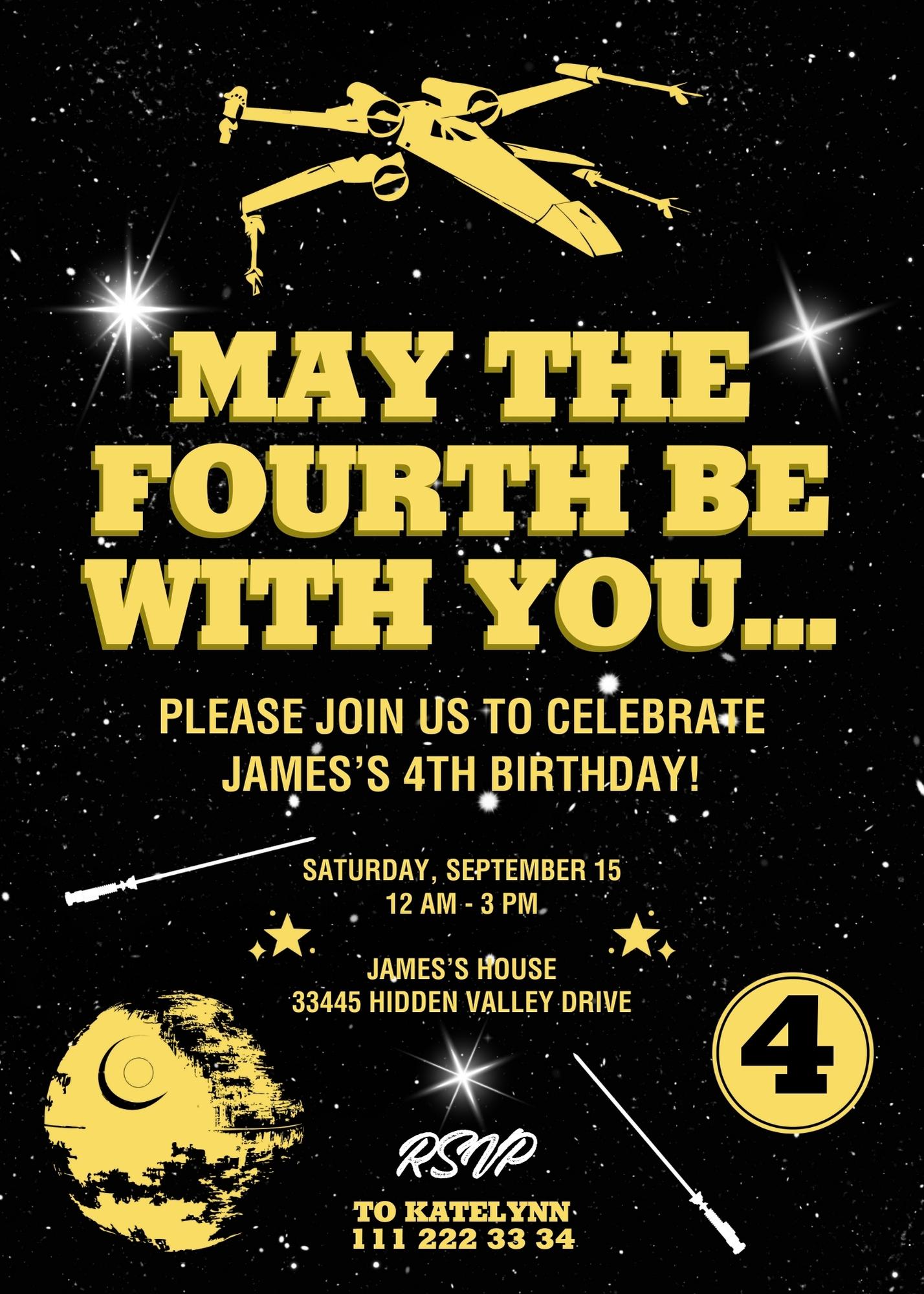 Star Wars Darth Vader customizable invitation template | Share or Print | boy | JP519