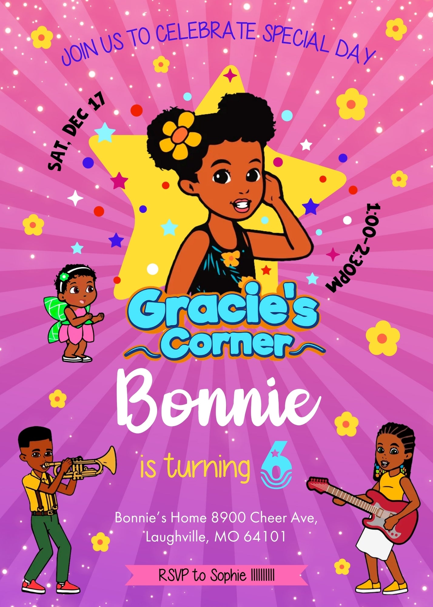Gracie's Corner Music customizable invitation template | Share or Print | girl | XY698