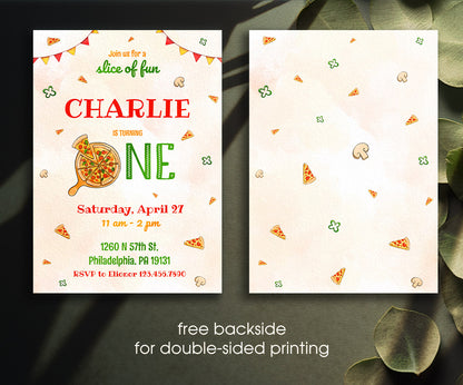 Pizza 1st Party customizable invitation template | Share or Print | JN790