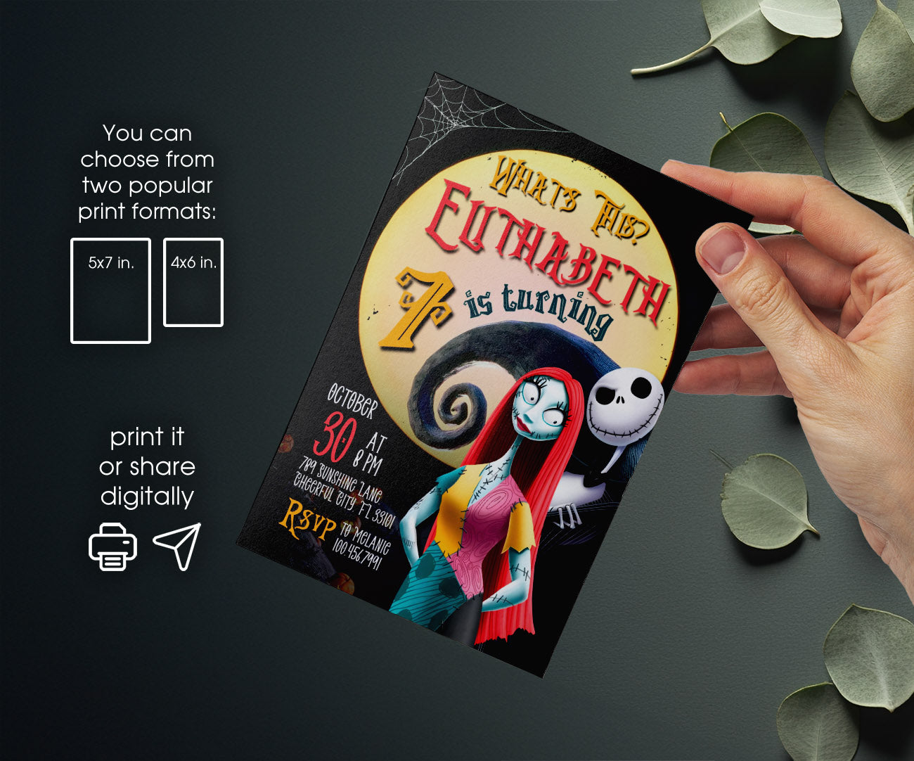 The Nightmare Before Christmas Halloween customizable invitation template | Share or Print | ER408