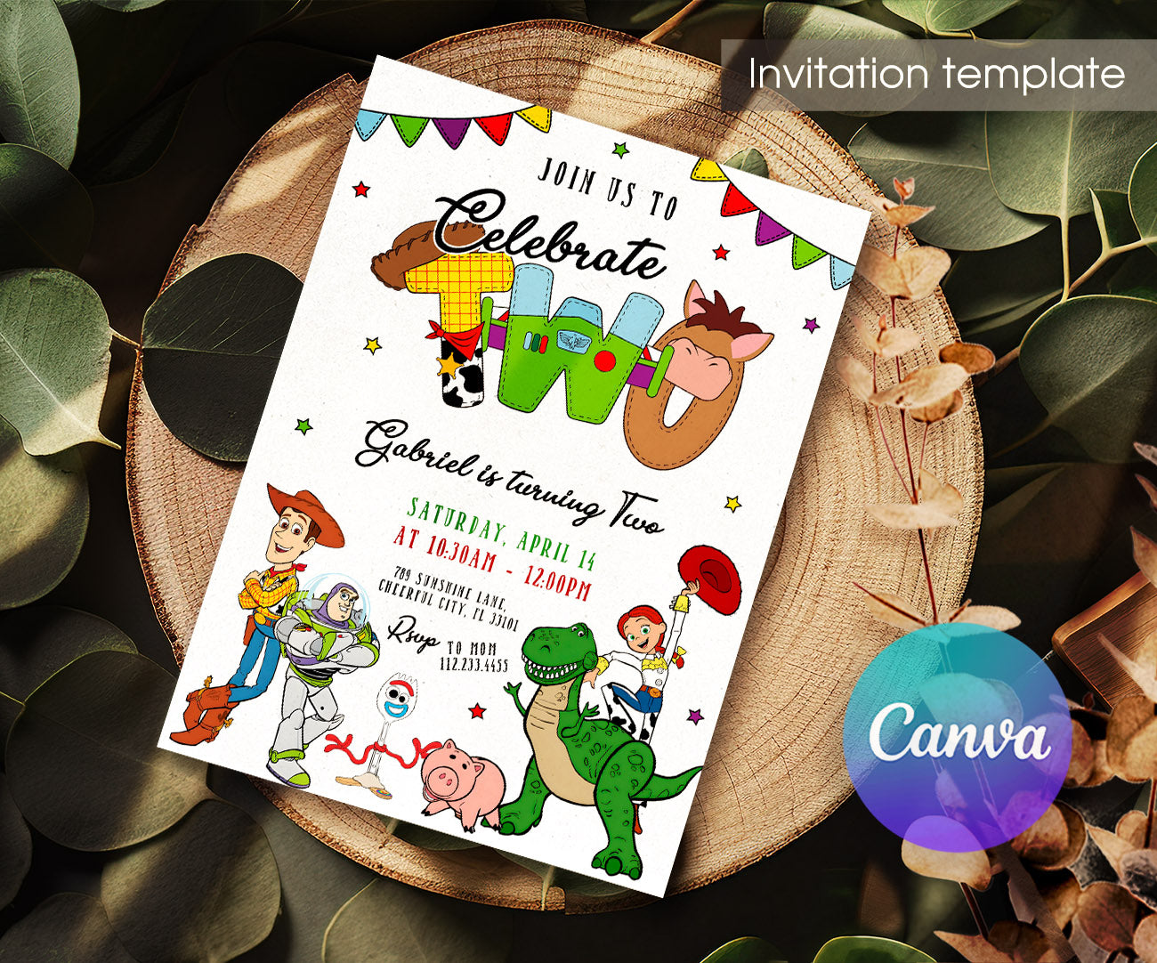 Toy Story Woody customizable invitation template | Share or Print | JD845
