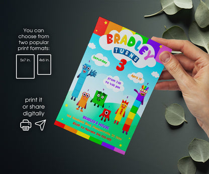 Numberblocks customizable invitation template | Share or Print | MJ851