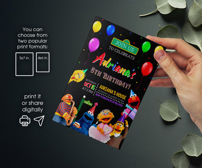 Sesame Street customizable invitation template | Share or Print | OH421