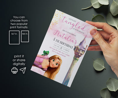 Rapunzel Princess Tangled customizable invitation template | Share or Print | girl | HC878