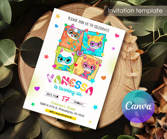 SuperKitties customizable invitation template | Share or Print | AI724
