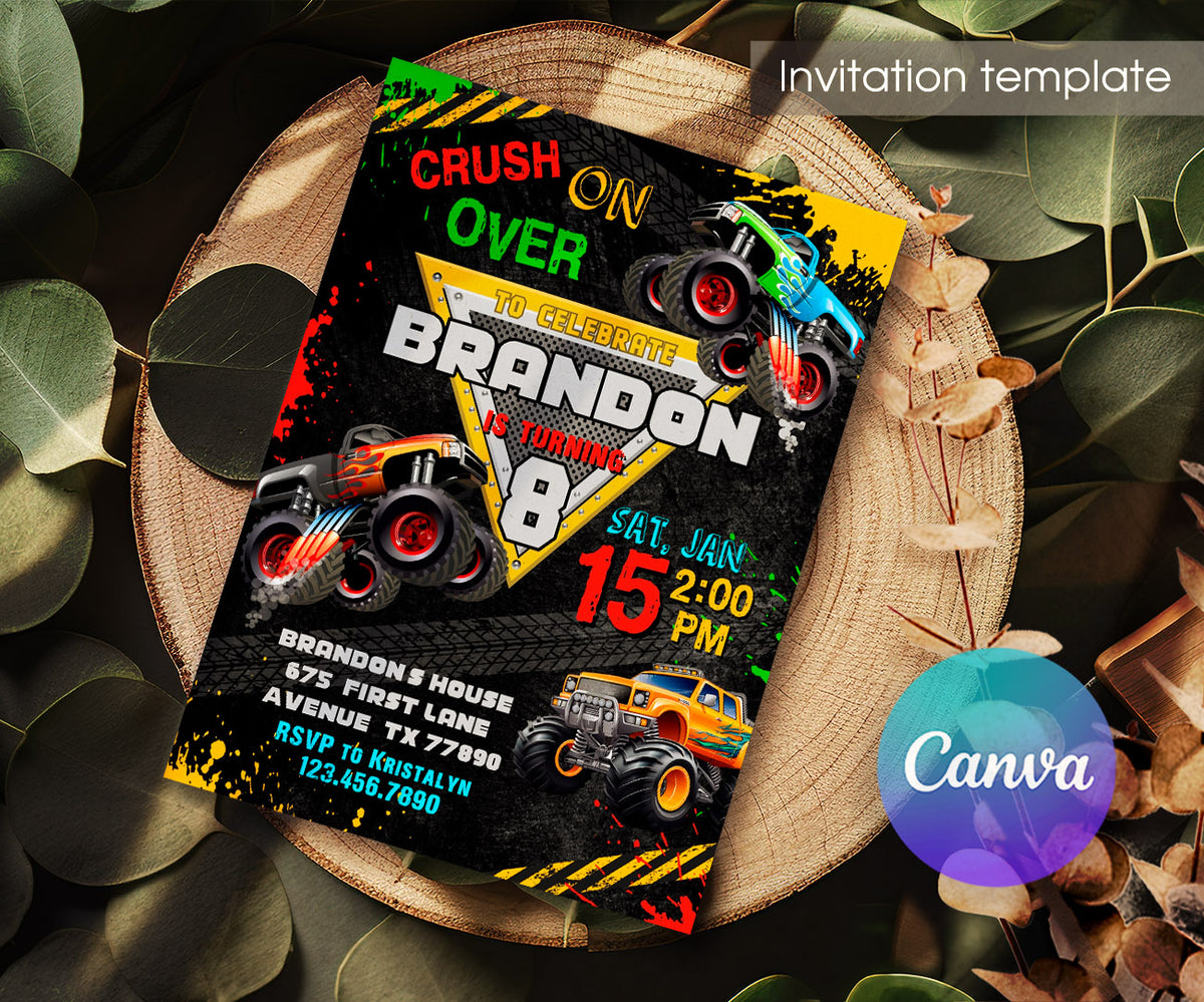 Monster Jam  Monster Truck customizable invitation template | Share or Print | boy | MQ402