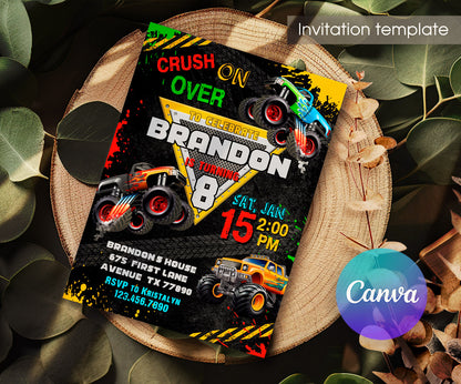 Monster Jam  Monster Truck customizable invitation template | Share or Print | boy | MQ402