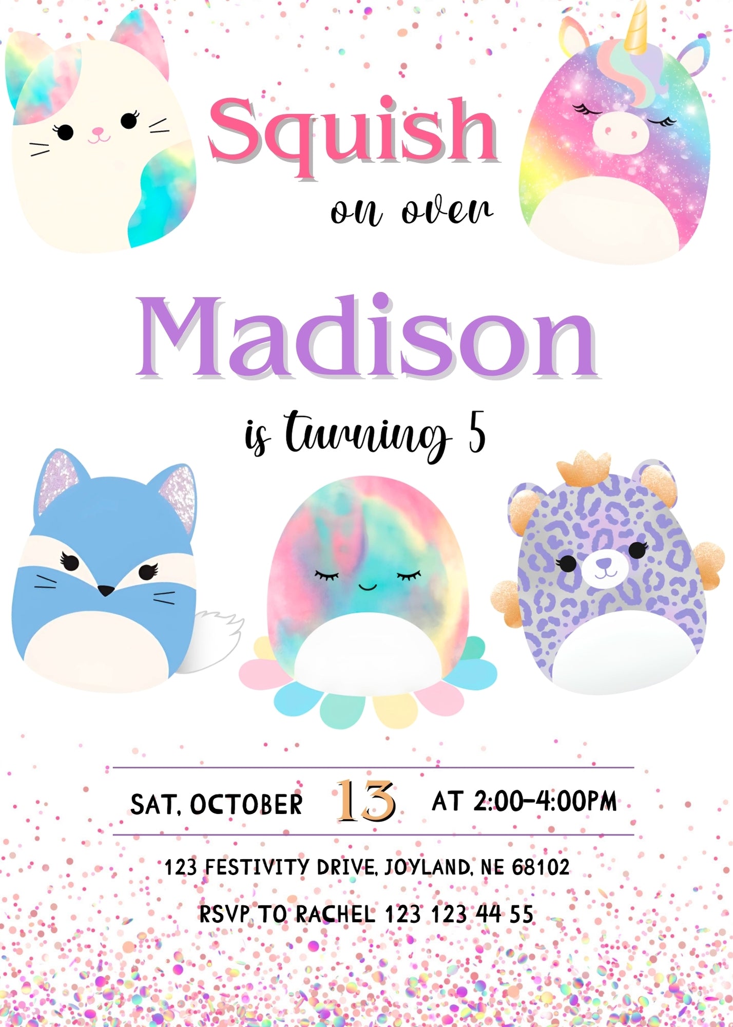 Squishmallows customizable invitation template | Share or Print | ZH513