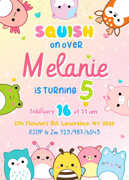 Squishmallows customizable invitation template | Share or Print | NI010