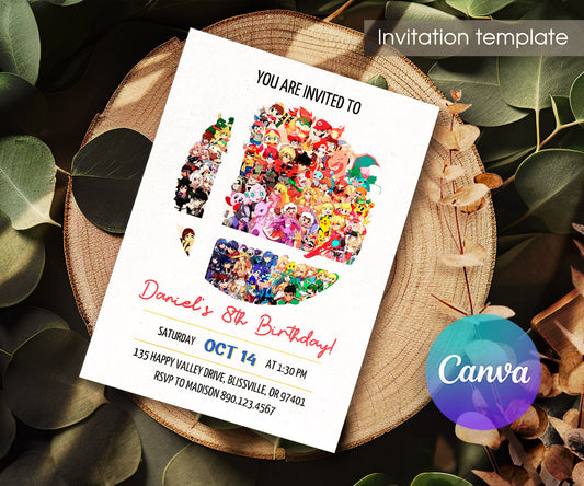Super Smash Mario Bros customizable invitation template | Share or Print | CR244