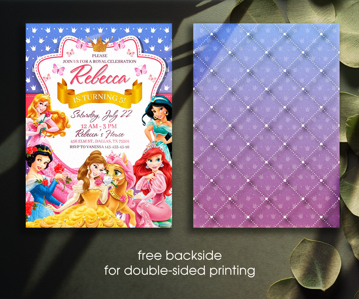 Disney Princess customizable invitation template | Share or Print | girl | BN051