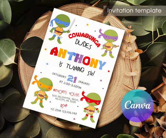 Teenage Mutant Ninja Turtles customizable invitation template | Share or Print | boy | OC167