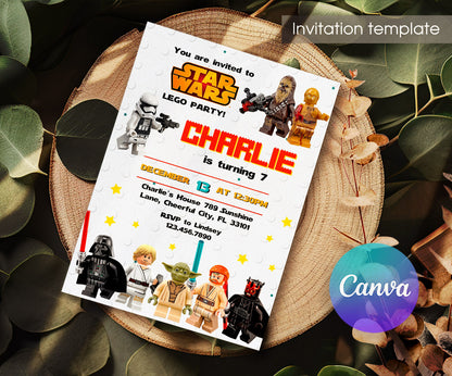 Star Wars Darth Vader Lego Minifigures customizable invitation template | Share or Print | GC611