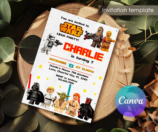 Star Wars Darth Vader Lego Minifigures customizable invitation template | Share or Print | GC611