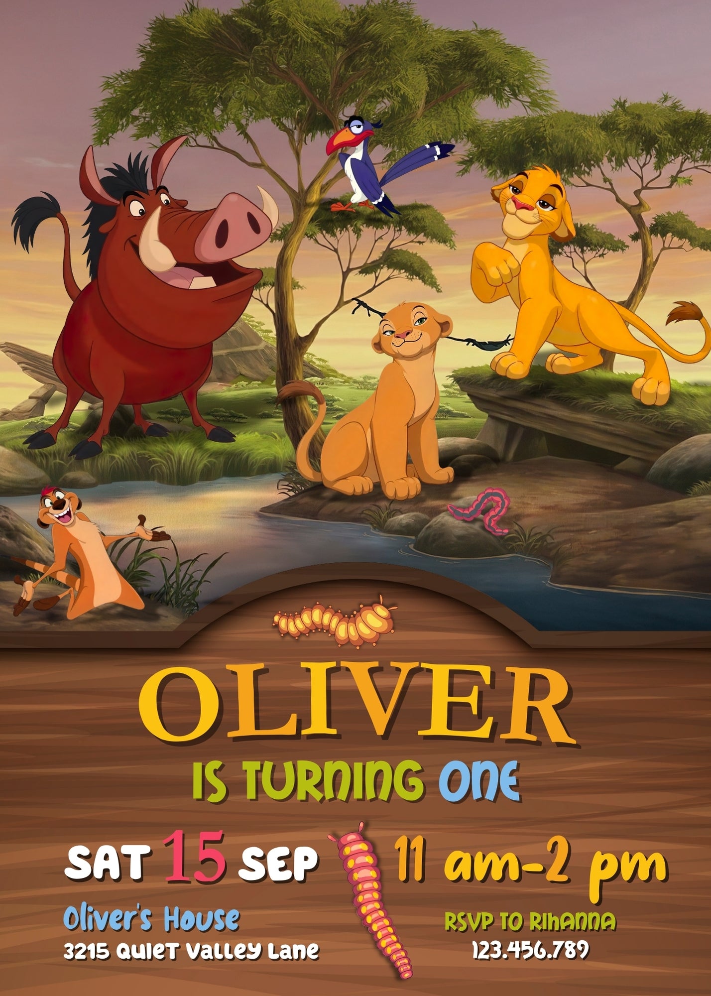 Lion King Simba customizable invitation template | Share or Print | IL326