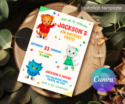 Daniel Tiger's Neighborhood customizable invitation template | Share or Print | OR348