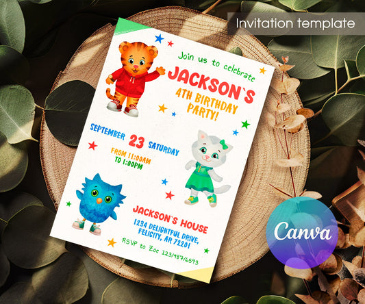 Daniel Tiger's Neighborhood customizable invitation template | Share or Print | OR348