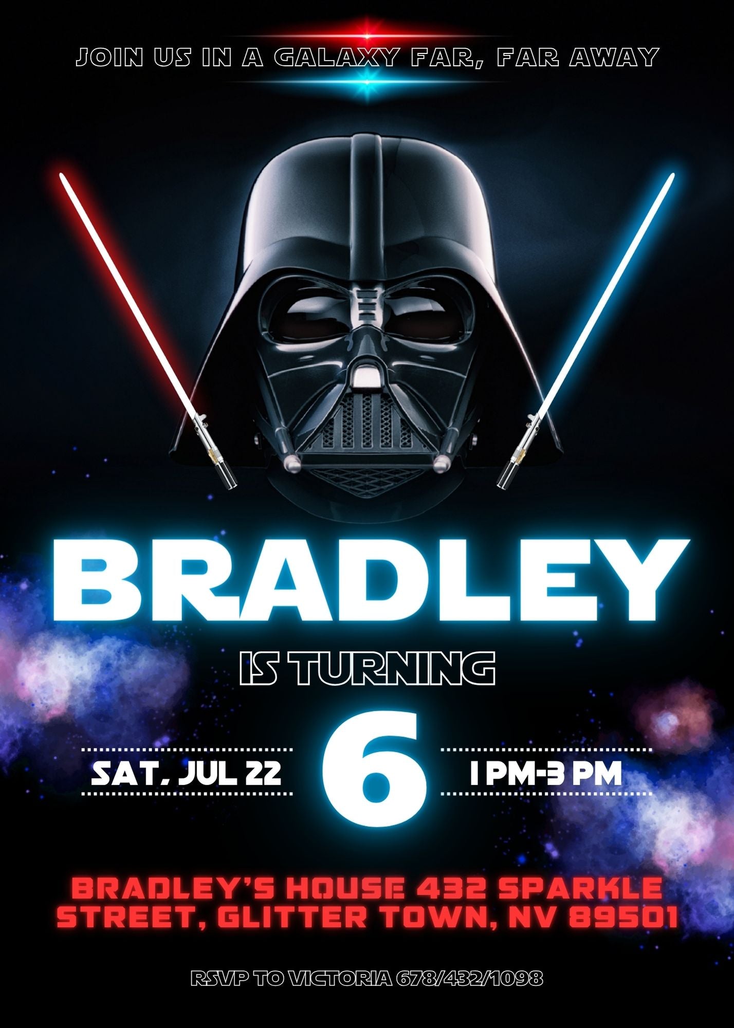 Star Wars Darth Vader customizable invitation template | Share or Print | boy | EJ557