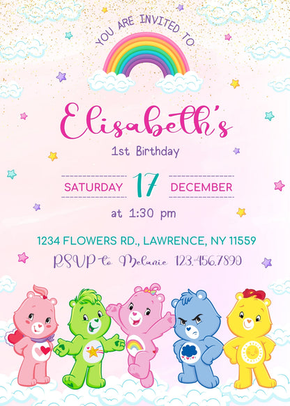 Care Bears customizable invitation template | Share or Print | VV882