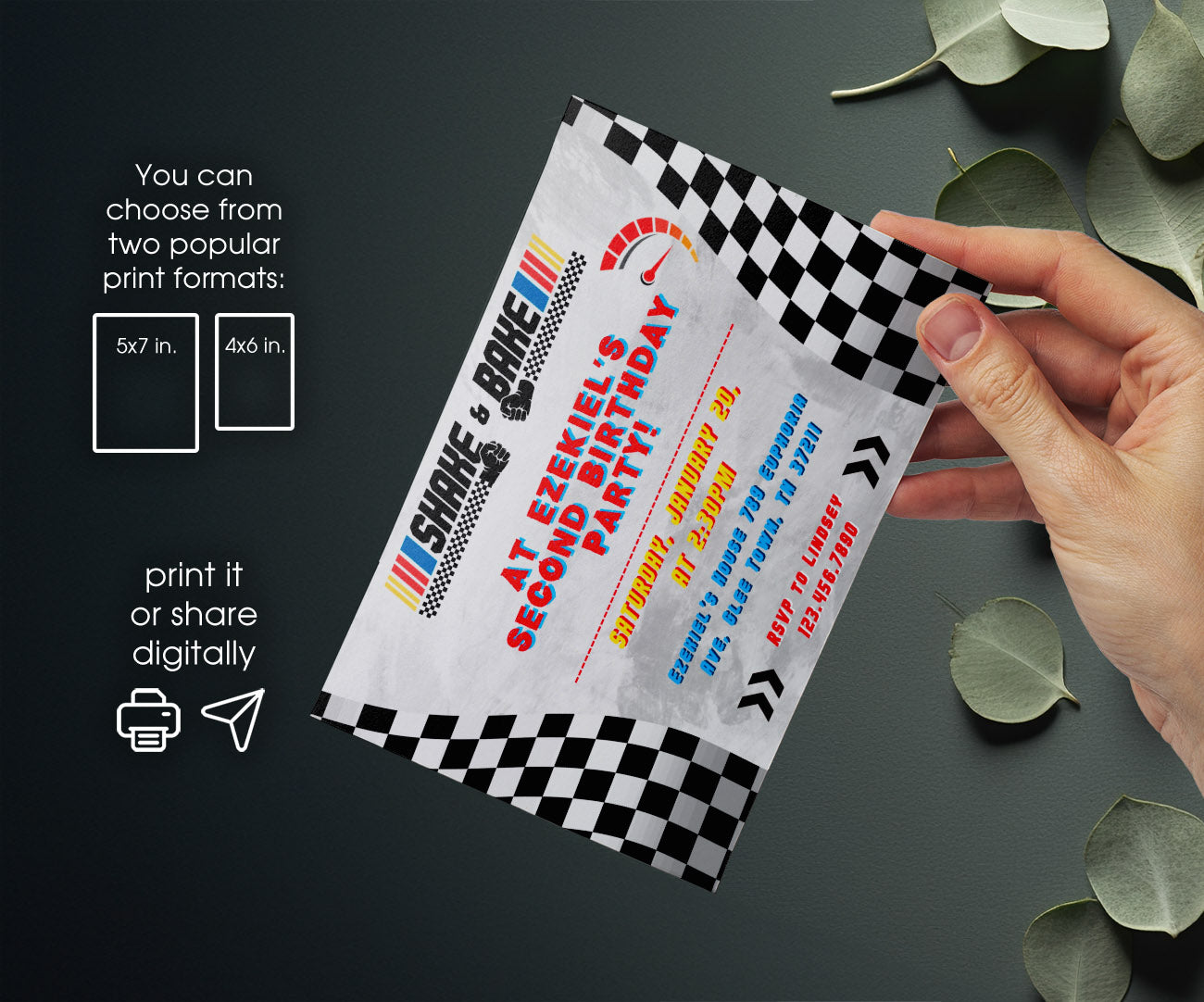 Nascar Ricky Bobby customizable invitation template | Share or Print | boy | NM635