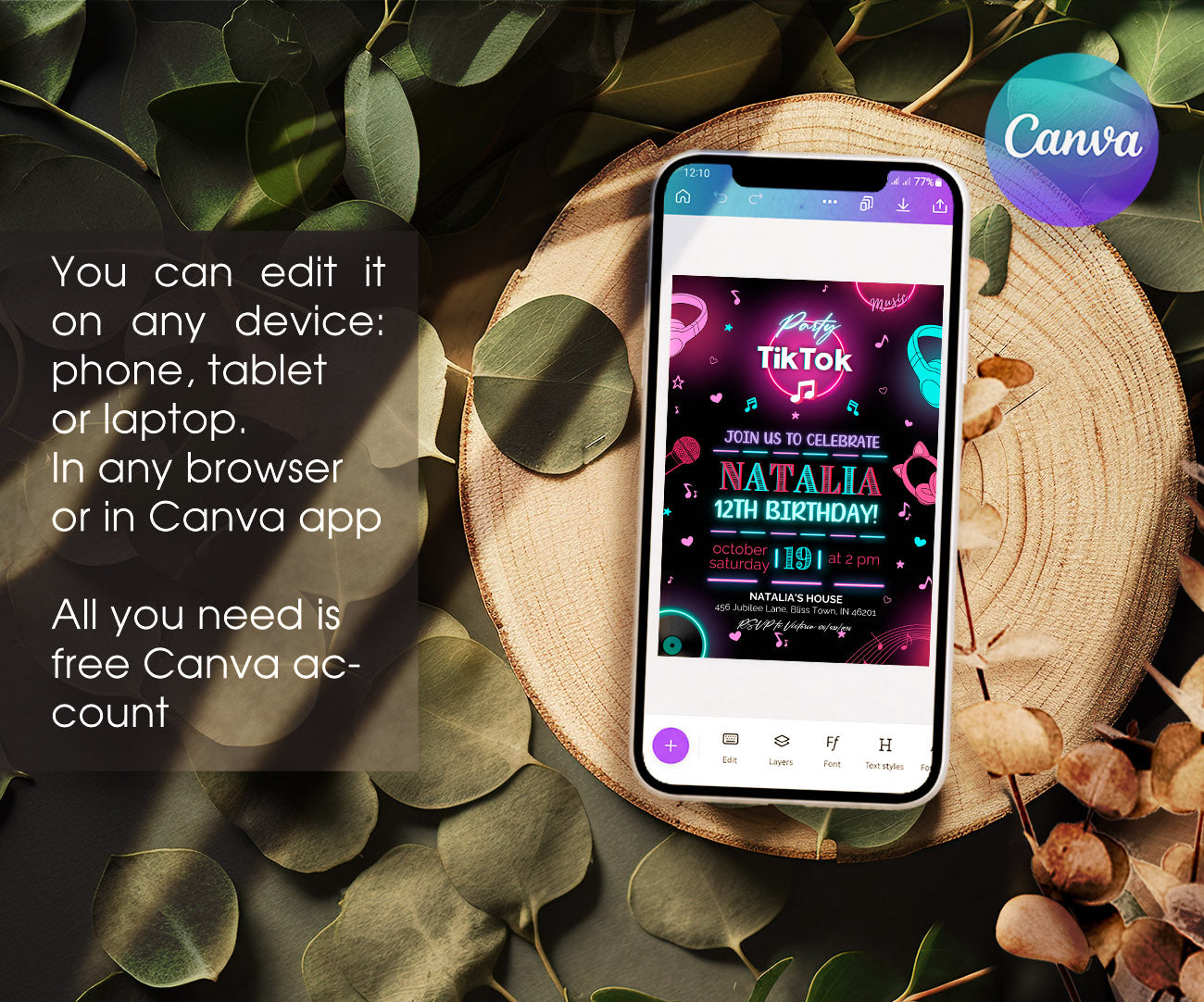 Tik Tok Party customizable invitation template | Share or Print | YN586